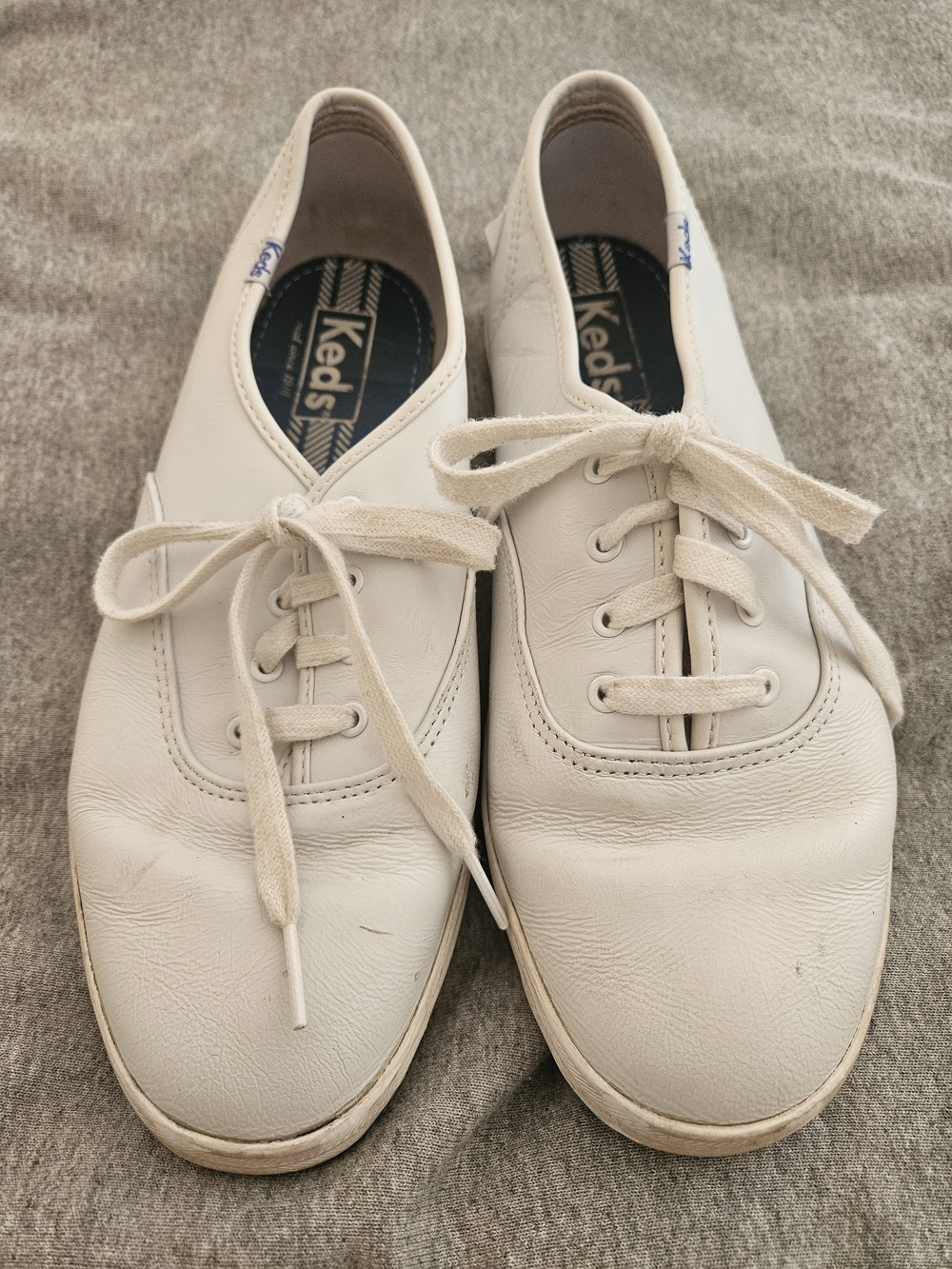 Keds White Leather Lace-Up Sneakers